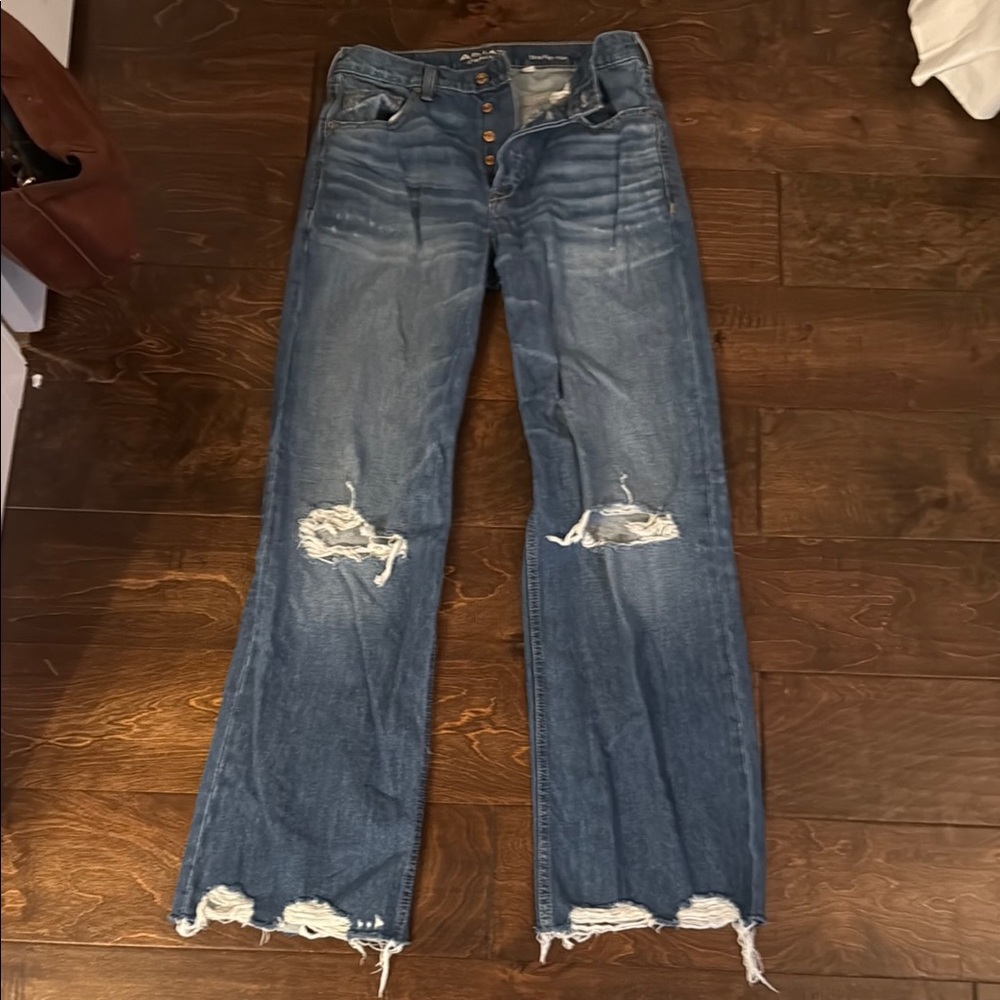 Ariat Distressed Tomboy Wide Leg Ultra High Rise Demin Jeans